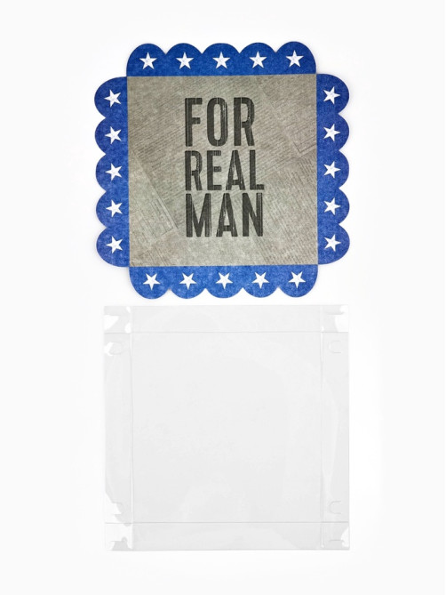 Коробка для печенья с прозрачной крышкой For real man, 18×18×3 см