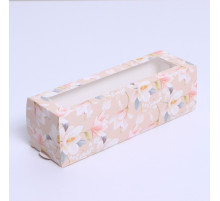 Коробка для макарун, кондитерская упаковка, «Цветочная», 18×5.5×5.5 см