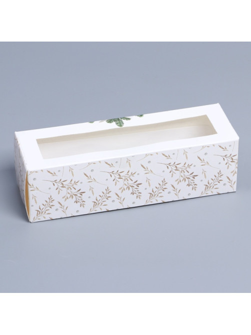 Коробка для макарун «С Новым годом» 18×5.5×5.5 см