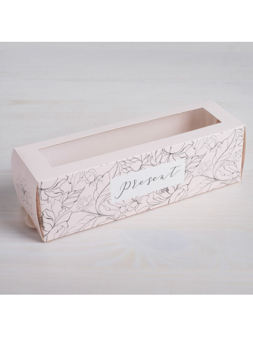 Коробка для макарун, кондитерская упаковка, Present 18×5.5×5.5 см