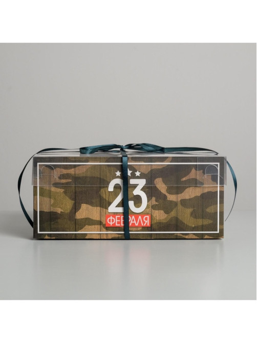 Коробка для капкейков, кондитерская упаковка, 6 ячеек «23 Февраля», 23×16×10 см