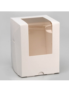 Коробка для 1 капкейк с окном, белая, 12.5×9.5×9.5 см