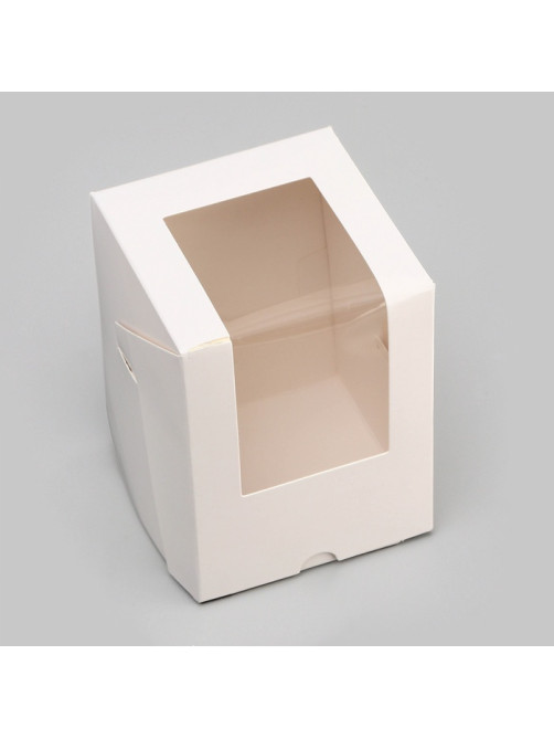 Коробка для 1 капкейк с окном, белая, 12.5×9.5×9.5 см