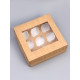 Коробка для капкейков с окном на 9 шт., крафт, 25×25×10 см
