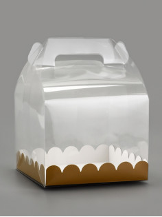 PVC Коробка для бенто - торта, прозрачная, 16×16×12 см
