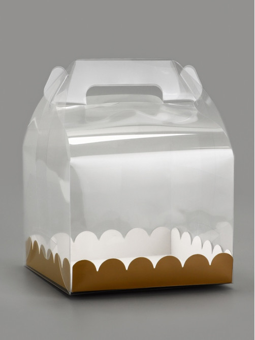 PVC Коробка для бенто - торта, прозрачная, 16×16×12 см