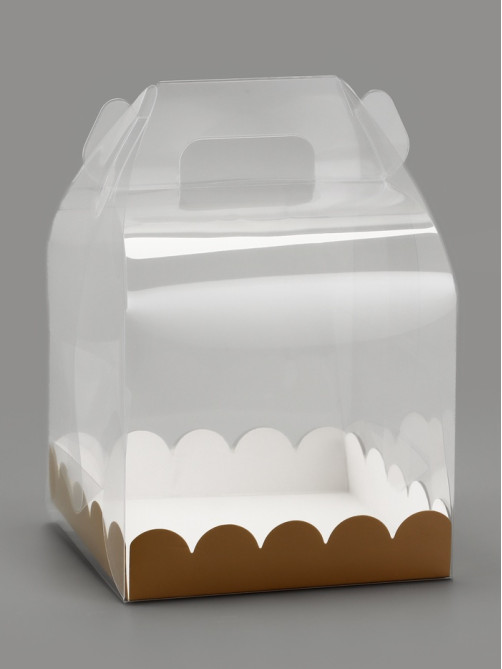 PVC Коробка для бенто - торта, прозрачная, 14×14×12 см