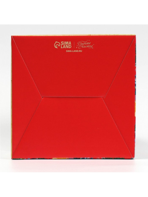 Коробка кондитерская с окном, сундук, «Новогодняя ботаника» 20×20×20 см