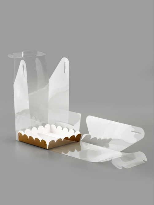PVC Коробка для бенто - торта, прозрачная, 16×16×12 см