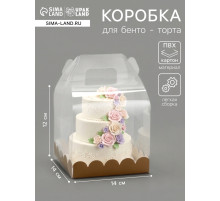 PVC Коробка для бенто - торта, прозрачная, 14×14×12 см