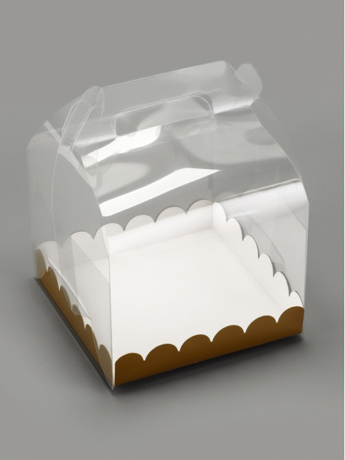 PVC Коробка для бенто - торта, прозрачная, 16×16×12 см