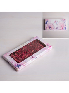 Коробка для шоколада, кондитерская упаковка с окном, Sweet, 17.3×8.8×1.5 см
