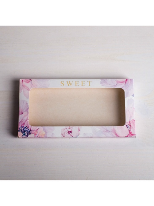 Коробка для шоколада, кондитерская упаковка с окном, Sweet, 17.3×8.8×1.5 см