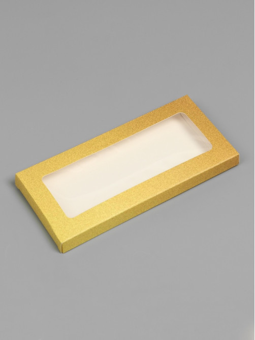 Подарочная коробка под плитку шоколада, с окном, золотая, 17×8×1.4 см