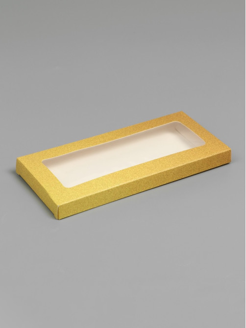 Подарочная коробка под плитку шоколада, с окном, золотая, 17×8×1.4 см