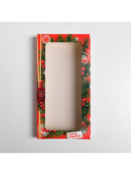 Коробка для шоколада новогодняя «Волшебная почта», с окном, 17×8.5×1.5 см