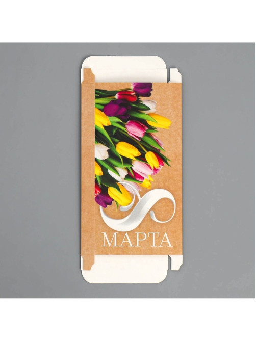 Коробка для шоколада, кондитерская упаковка, «8 Марта», с окном, 17.3×8.8×1.5 см