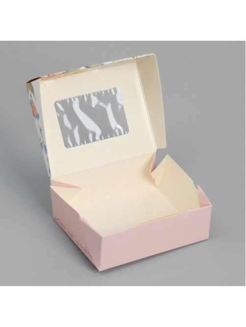 Кондитерская упаковка, коробка с ламинацией «Цветы», 10×8×3.5 см