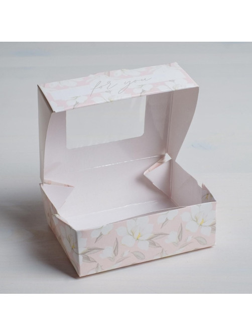 Кондитерская упаковка, коробка с ламинацией «For you», 10×8×3.5 см