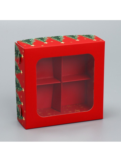 Коробка под 4 конфеты «С Новым годом!», 10.5×10.5×3.5 см