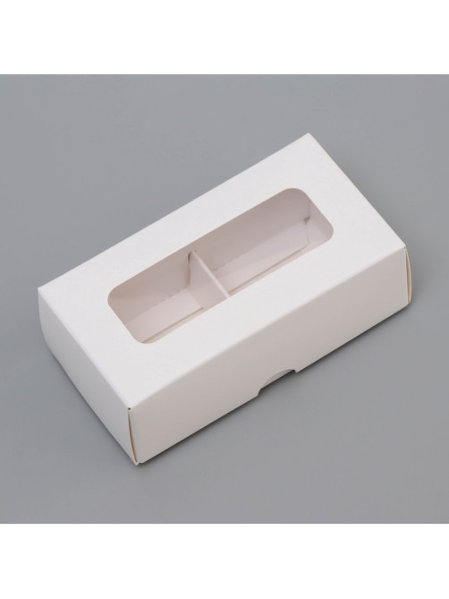 Коробка для 2 конфеты, белая, 10.5×5.5×3.5 см