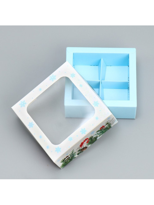 Коробка под 4 конфеты «С Новым годом», 10.5×10.5×3.5 см
