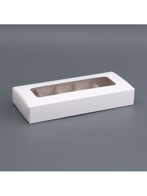Коробка для 10 конфет, белая, 9.8×22×3.5 см