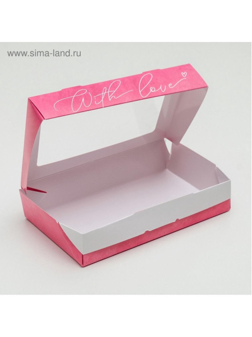 Кондитерская упаковка, коробка с ламинацией «С любовью», 20×12×4 см