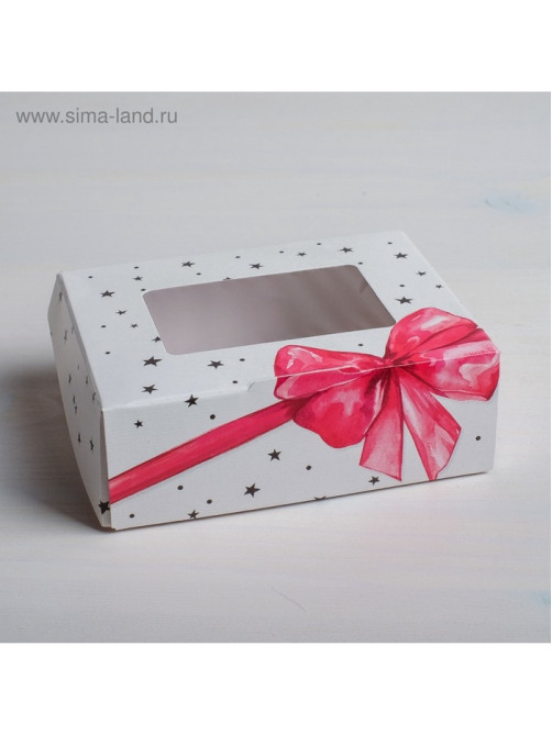 Кондитерская упаковка, коробка с ламинацией «Подарок», 10×8×3.5 см