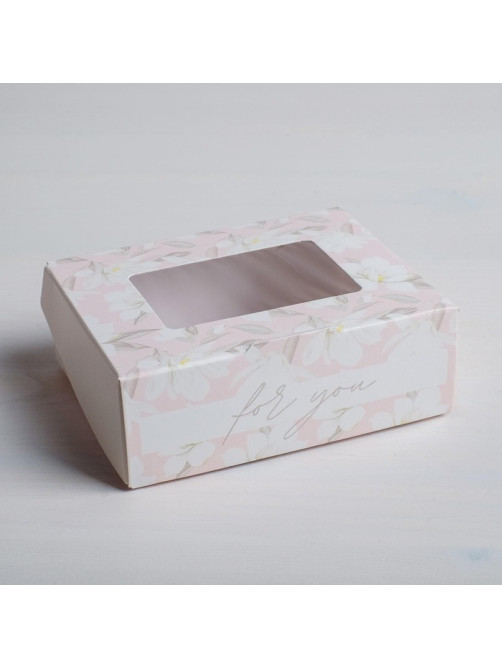 Кондитерская упаковка, коробка с ламинацией «For you», 10×8×3.5 см