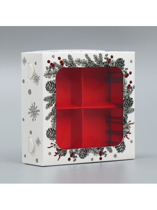 Коробка под 4 конфеты «С Новым годом!», 10.5×10.5×3.5 см