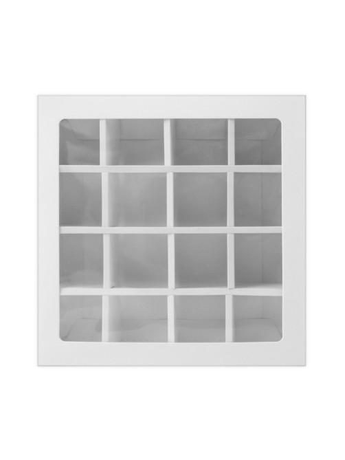 Коробка для 16 конфет, белая 17.7×17.7×3.8 см