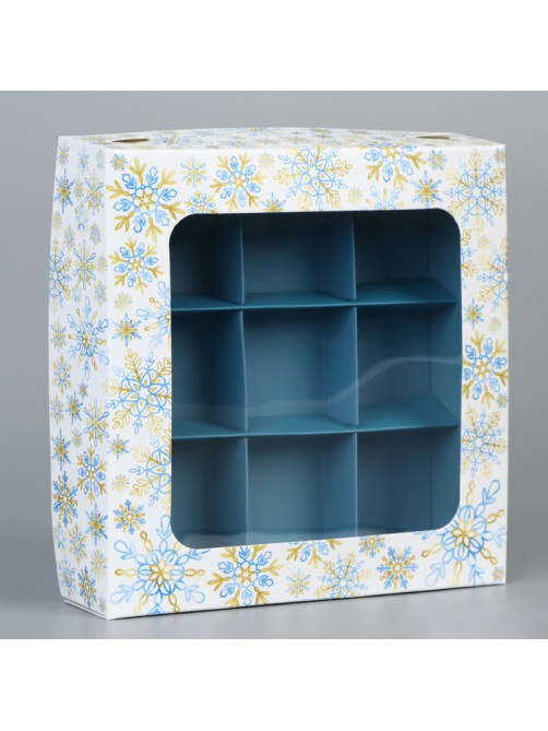 Коробка под 9 конфет «С Новым годом», 14.5×14.5×3.5 см
