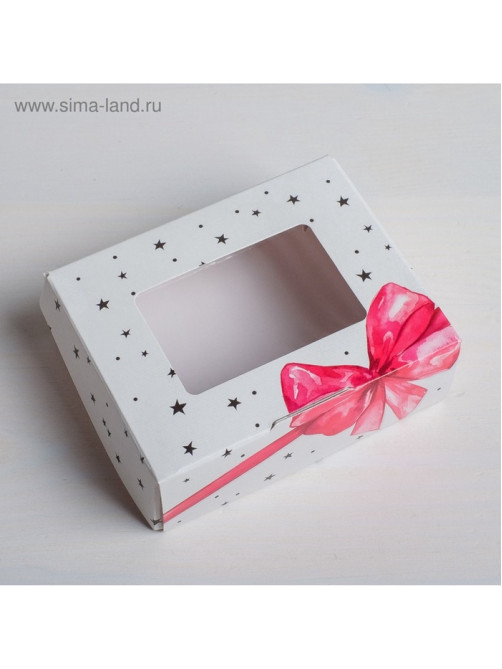 Кондитерская упаковка, коробка с ламинацией «Подарок», 10×8×3.5 см