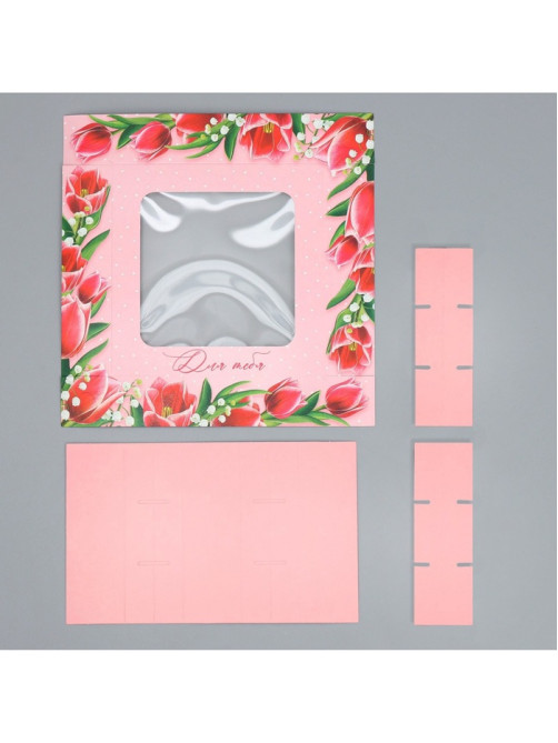 Коробка для конфет, кондитерская упаковка, 9 ячеек, «Тюльпаны», 14.7×14.7×3.5 см