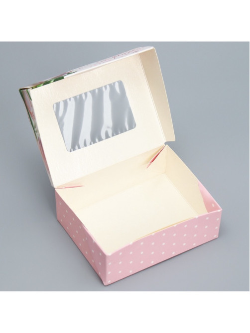 Кондитерская упаковка, коробка с ламинацией «Тюльпаны», 10×8×3.5 см
