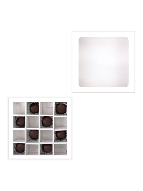 Коробка для 16 конфет, белая 17.7×17.7×3.8 см