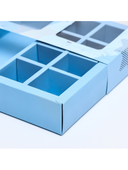 Коробка для 8 конфет шоколад, с окном, «23 Февраля» 17.7×17.8×3.8 см Кондитерская упаковка