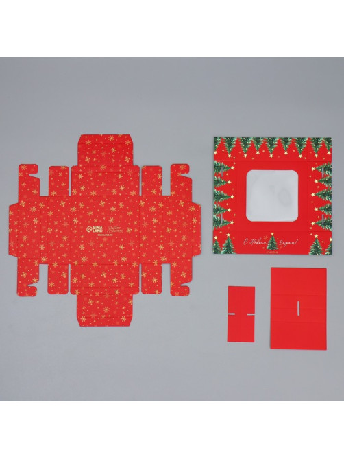 Коробка под 4 конфеты «С Новым годом!», 10.5×10.5×3.5 см