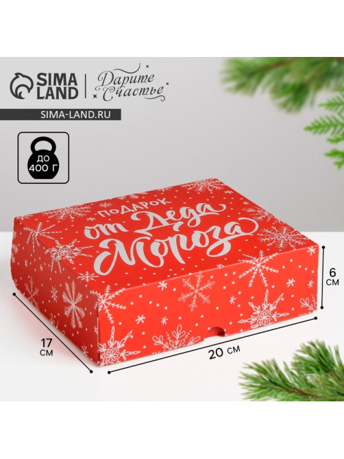 Упаковка для кондитерских изделий новогодняя «Подарок от Деда Мороза», 20×17×6 см