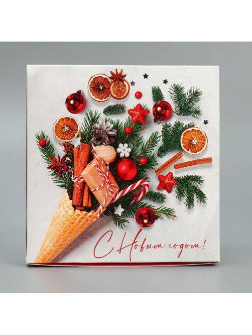 Коробка складная «С Новым годом!», 14×14×3.5 см