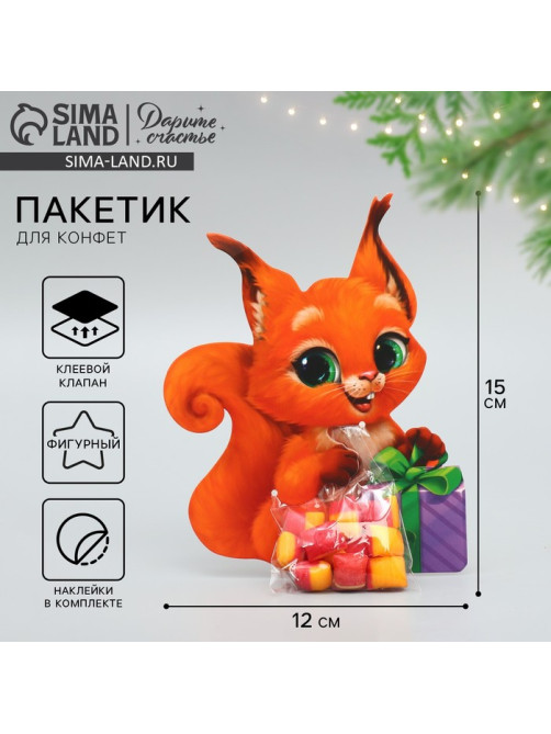 Пакет под сладости новогодний «Белка», 11×6 см