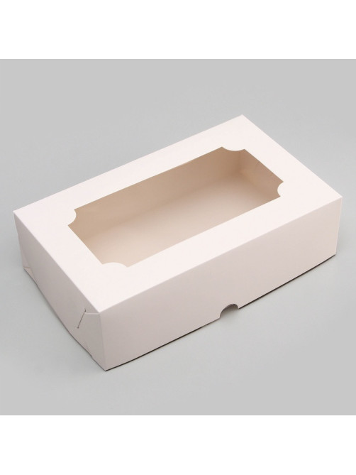 Коробка складная с окном под зефир, белый, 25×15×7 см