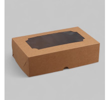 Коробка складная с окном под зефир, крафт, 25×15×7 см