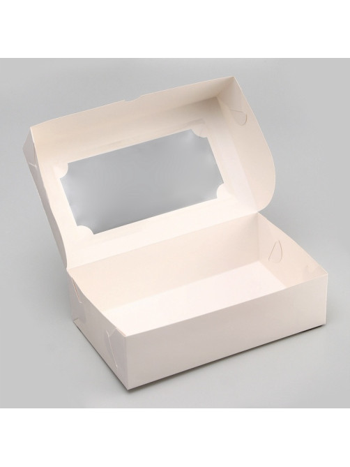 Коробка складная с окном под зефир, белый, 25×15×7 см