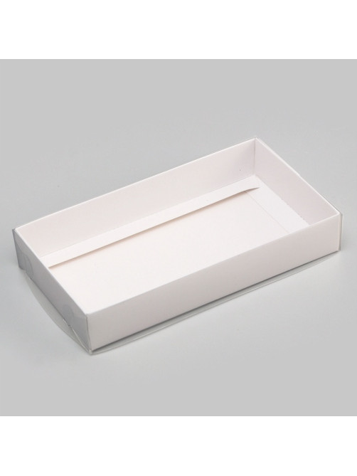 Кондитерская упаковка, коробка белая с PVC крышкой, 18×10×3 см