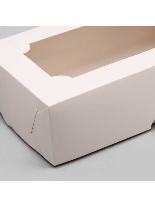 Коробка складная с окном под зефир, белый, 25×15×7 см