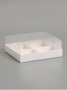 Коробка для муссовых пирожных, 4 штуки, 17×17×6 Белый
