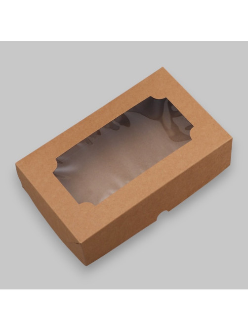 Коробка складная с окном под зефир, крафт, 25×15×7 см