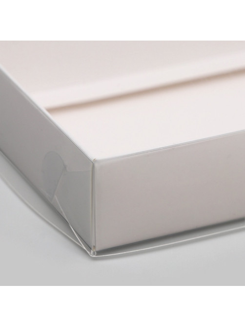 Кондитерская упаковка, коробка белая с PVC крышкой, 18×10×3 см